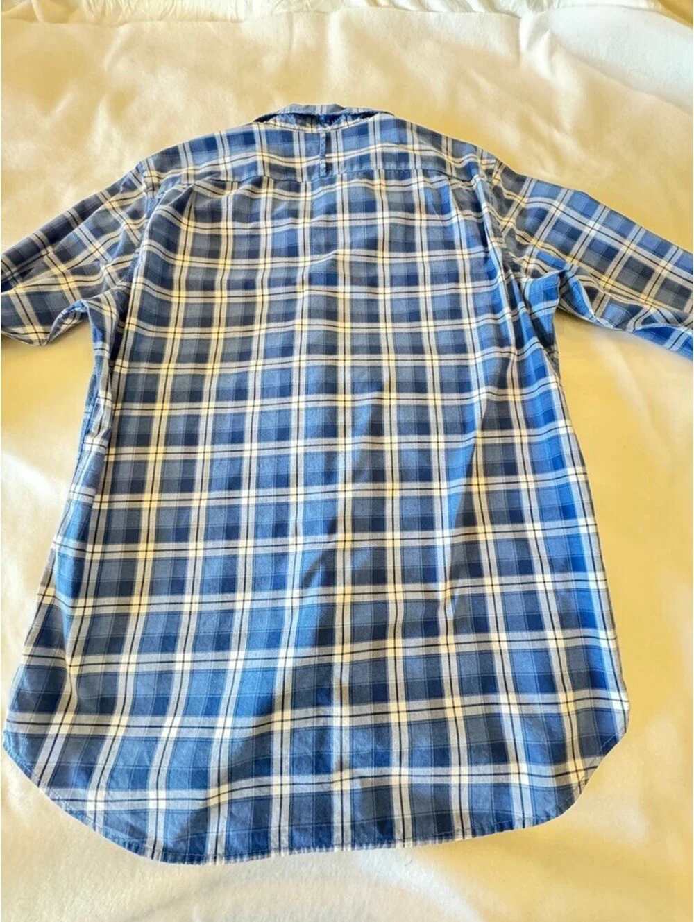 Banana Republic Camden Fit Blue Plaid Long Sleeve Shirt Size Large Tall